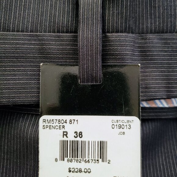 Saks Fifth Avenue, NWT, Navy Blue fine line pinstripe, 36 waist unhemmed - Picture 6 of 9